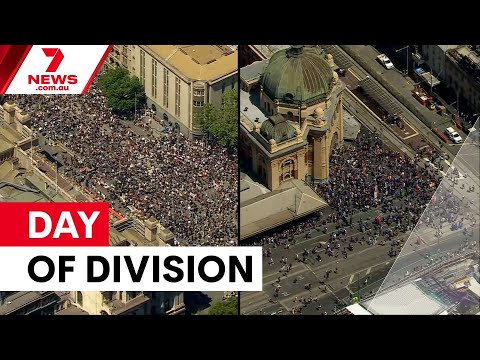 Melbourne city shut down, police out in force, protests for and against Australia Day | 7NEWS