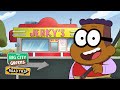 The Greens Visit A Unique Fast Food Stop Big City Greens Road Trip Disneychannelanimation