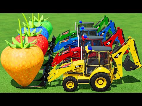TRANSPORT MEGA STRAWBERRY WITH LOADER AND TRUCKS - FRUIT OF COLORS! FS22