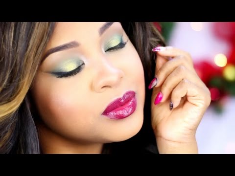 Holiday Glam Makeup Tutorial ✿ Green Eye Plum Lip ✿ Happy Thanksgiving ✿ Kimmy Boutiki
