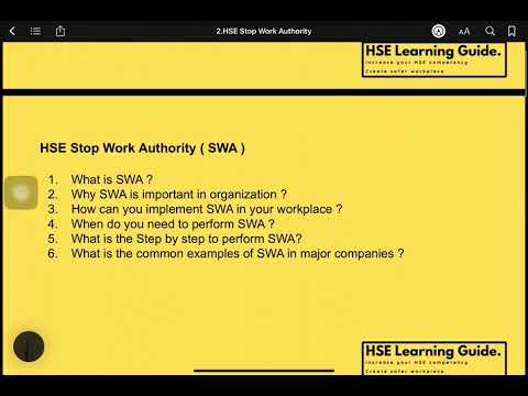 HSE Stop Work Authority (SWA) Crash Course @HSELearningGuide