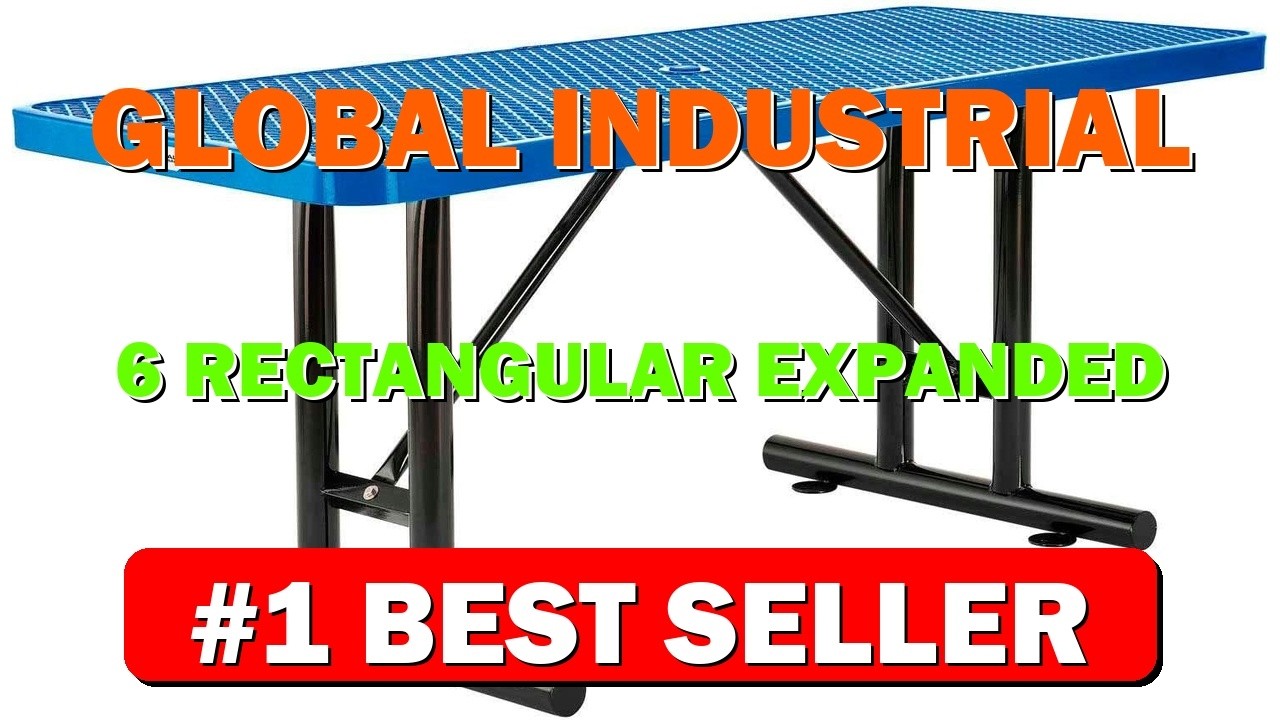 Global Industrial 6' Rectangular Expanded Metal Outdoor Table, Blue - B091M7SH7P