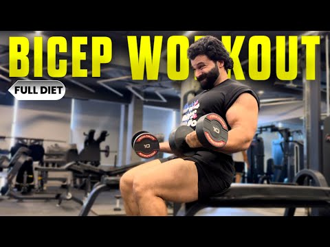 Biceps Triceps full Workout with Low Budget Diet || Full Day Diet || Get Bigger Biceps 💪