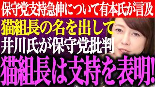 ※日本保守党の支持率増加について有本香が言及。猫組長の名前を出して井川意高が保守党批判。猫組長は永久支持を表明！【あさ8/百田尚樹/記者会見/選挙/議席数/決別宣言/河村たかし/街頭演説/最新ライブ】