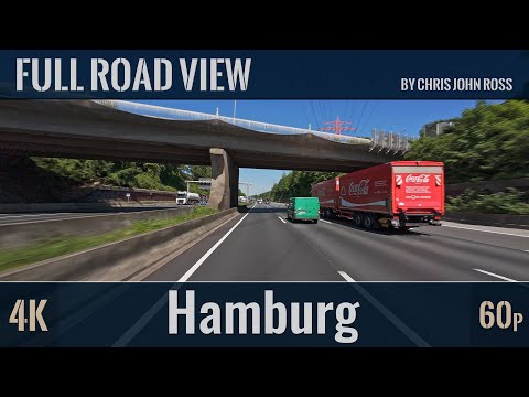Hamburg, Germany: Allermöhe - HH-Moorfleet (A1) - Kreuz Hamburg-Ost - HH-Jenfeld (A24) - 4K Ultra HD
