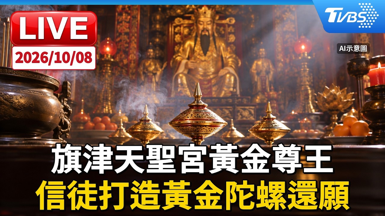 旗津天聖宮黃金尊王 信徒打造黃金陀螺還願｜LIVE