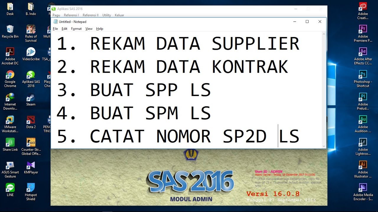 Aplikasi SAS: Part 7- Merekam Data Supplier, Kontrak, SPP, SPM, SP2D LS