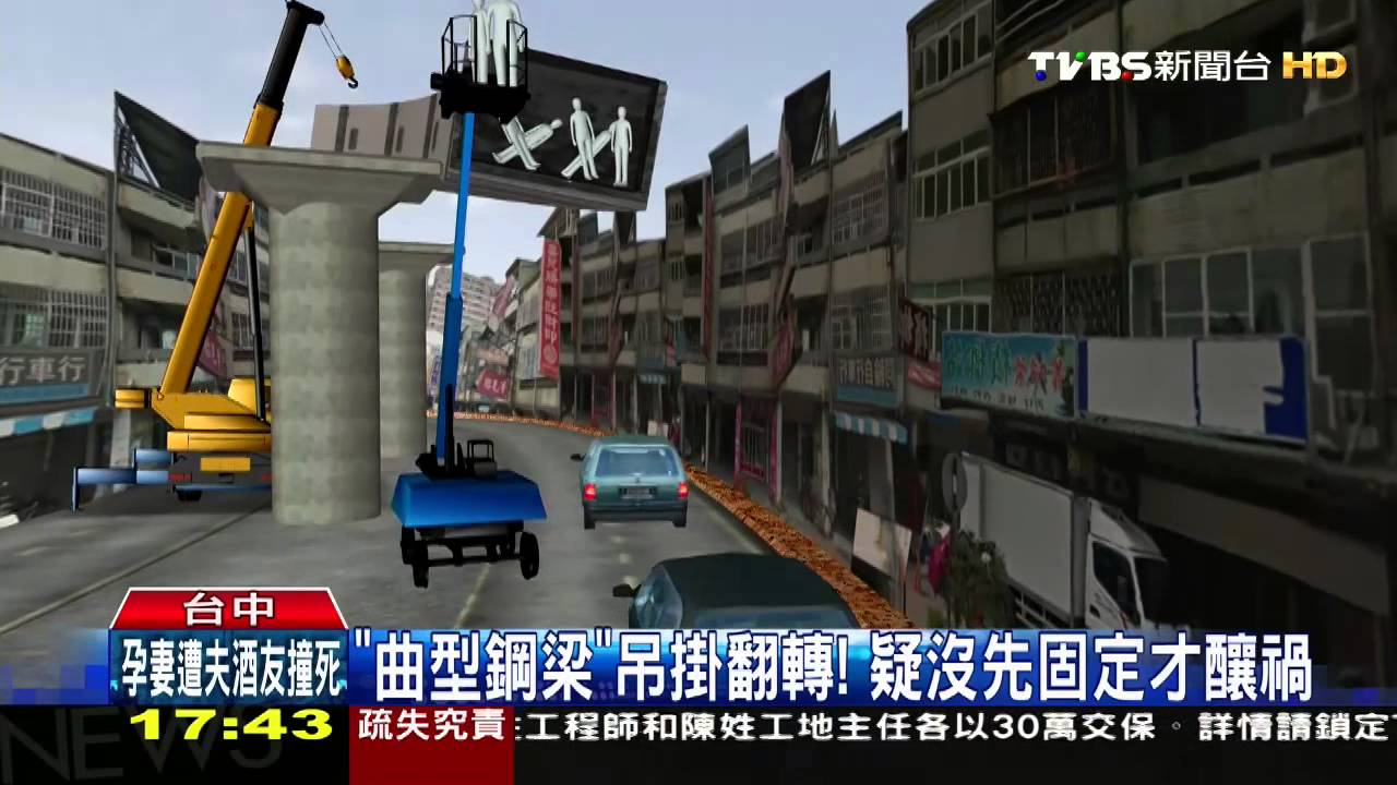 捷運鋼橋墜/「曲型鋼梁」吊掛翻轉! 疑沒先固定才釀禍