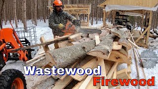 Easiest Way to Handle Waste Wood | Processing Sawmill Waste with a Chainsaw