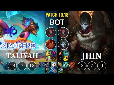 DMO Xiaopeng Taliyah vs Jhin Bot - KR Patch 10.18