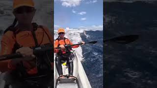 Riding ocean swells in a kayak is epic