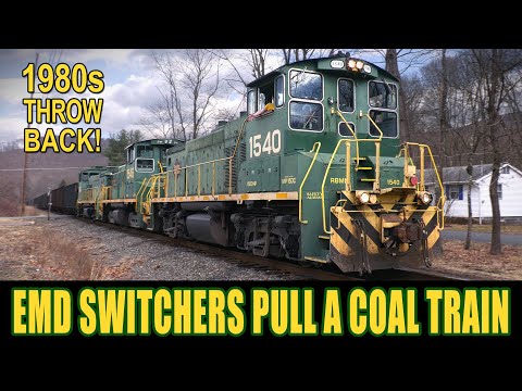 1980s Throwback! Reading & Northern Switchers Pull a Coal Train - Yard Job Shifting & Kicking Cars