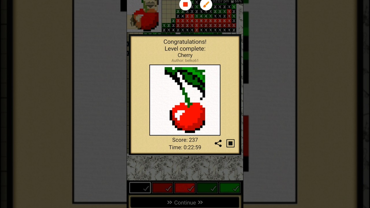 Nonogram Puzzle 009 - 16 x 26 - Cherry #braingames #game #puzzlesolving #hardpuzzle