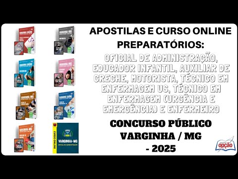 Apostilas e Curso Online Concurso Prefeitura de Varginha / MG - 2025, Diversos Cargos