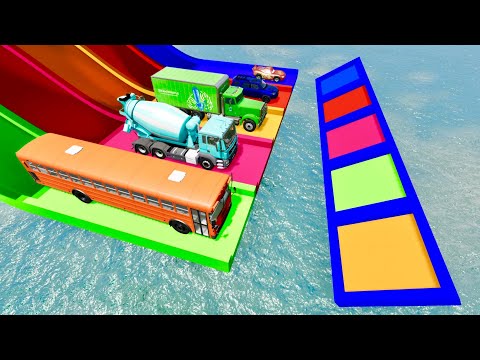 Portal Trap with Slide Color vs cars - cars vs train / beamng.drive