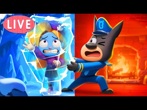 🔴LIVE | A Snowy Day | Hot VS Cold Challenge | Safety Rules | Police Cartoon | Sheriff Labrador