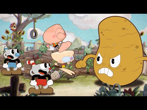Mongo e Drongo em Cuphead com Xicrinho e Caneco (Cuphead e Mughead) - desenho animado