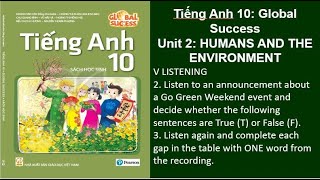 Bài nghe tiếng Anh 10 Global Success Unit 2 Humans and the environment Listening.