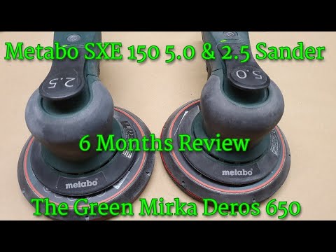 Metabo SXE150 5.0BL & SXE150 2.5BL Random Orbital Sander Review. The Green Mirka Deros 650CV
