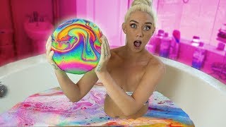DIY JUMBO RAINBOW BATH BOMB! (SUPRISING RESULTS) How To Make the Biggest LUSH Bath Bomb