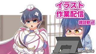【イラスト作業配信】ラフを描いていく。【Act先輩】