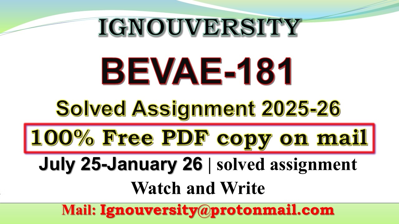 BEVAE 181 solved assignment 2025-26 || bevae 181 solved assignment 2026 in English || ignou bevae181