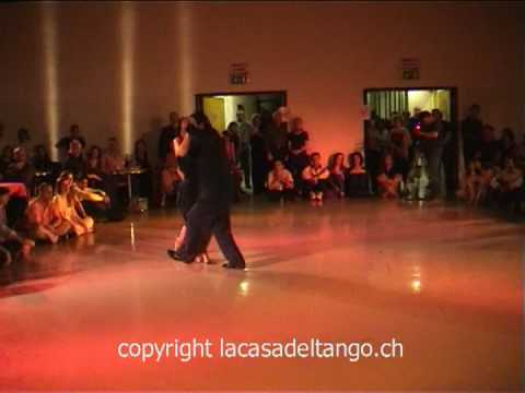  Corina de la Rosa  and  Julio Balmaceda  are  dancing  to  the  milonga  "  Flor de Monserrat  "
