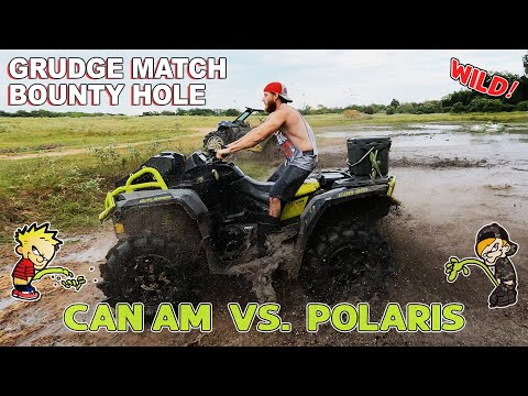 Can Am vs. Polaris! Wild ATV Bounty Hole Race @ Mudbuddys Mud Park!