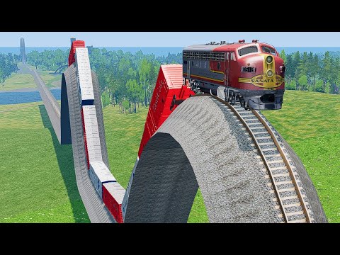 Impossible Weird Wave Rail Tracks VS Trains Crossing - BeamNG.Drive