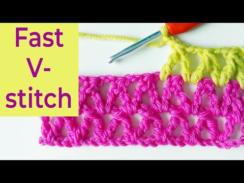 Crochet V-stitch using trebles [Fast crochet stitch]