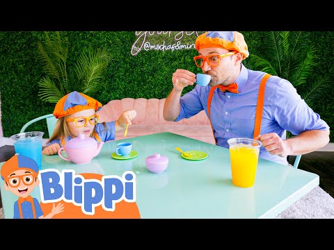 Blippi DRINKS Coffee at Mochas & Minis | Blippi | Challenges and Games for Kids