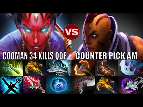 FIRST ARCANA  QUEEN OF PAIN 34 KILLS vs COUNTER PICK ANTI MAGE DOTA2 7.26 battle