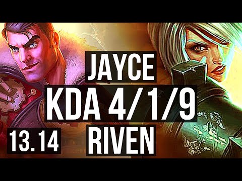 JAYCE vs RIVEN (TOP) | 4/1/9, 400+ games | KR Master | 13.14