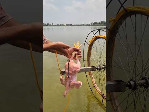 Unbelievable technique whole chicken cycle rim trap fishing method #fishing #shorts