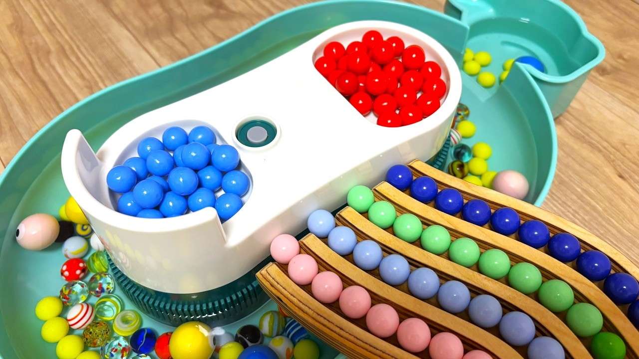 マーブルランレースASMR☆木製ウェーブスロープ＆ガチャガチャ Marble Run Race ASMR☆Big Somen Slider & HABA Slope Healing Sound