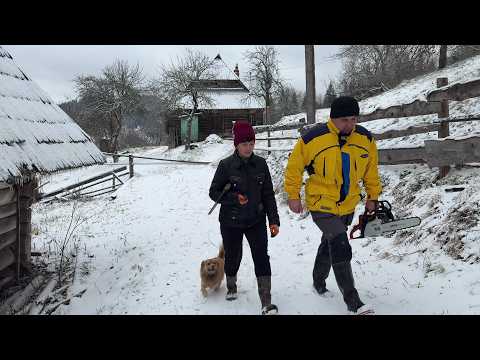 ❄️ DER WINTER IST GEKOMMEN! Neue Kettensäge und Feuerholz für Wärme in der Karpatenhütte