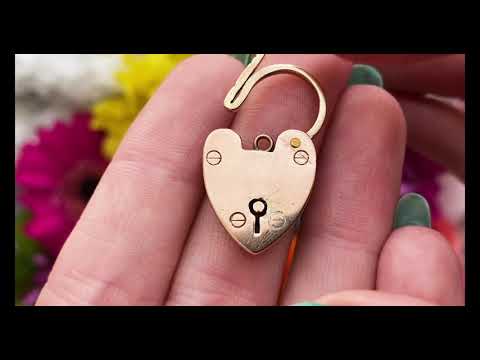 Victorian Gold Heart Padlock Charm #6962