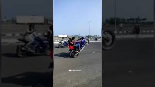 Front wheeling with My Wife 🥰beautiful day💞Arun bike Stunt video 💞👍💫