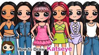 How to Draw Katseye Girl Group 💓 Lara, Megan, Sophia, Daniela, Yoonchae, Manon