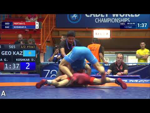 1/2 GR - 55 kg: G. PERTAIA (GEO) v. D. KOSHKAR (KAZ)