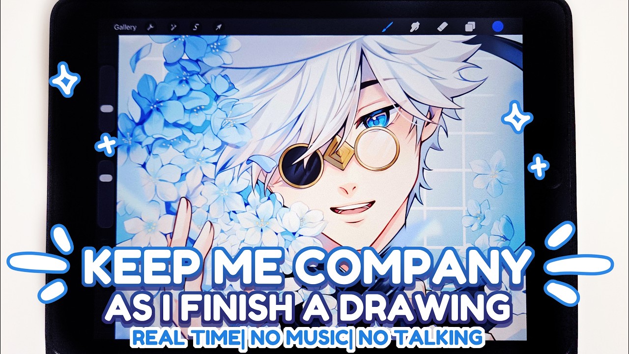 KEEP ME COMPANY as I Finish this Drawing! Real Time | No Music | No Talking|🩵