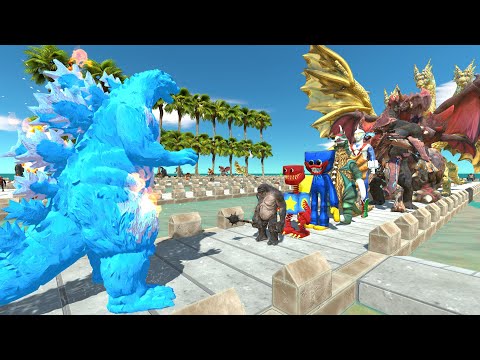 Godzilla Burning Blue vs Ghidorah COCONUT DEATH RUN - Animal Revolt Battle Simulator