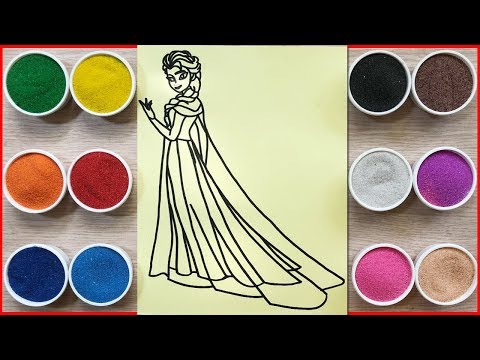 TÔ MÀU TRANH CÁT CÔNG CHÚA ELSA BĂNG GIÁ - Colored sand painting toys - Đồ chơi trẻ em Chim Xinh