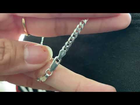 Miabella Solid 925 Sterling Silver Italian 7mm Diamond Cut Cuban Link Curb Chain Necklace