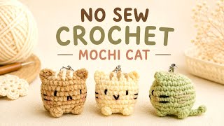 Crochet cute Mochi Cat Keychain | Beginner-Friendly No Sew Crochet Tutorial