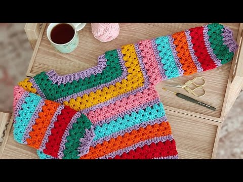 EASY CROCHET TIĞ İŞİ ÇOK GÜZEL BİR KAZAK ÖRELİM🥰KOLAY KAZAK YAPIMI Her yaş için örülebilir.