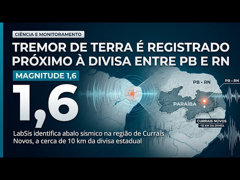 LABSIS REGISTRA TREMOR DE TERRA PRÓXIMO À DIVISA ENTRE PARAÍBA E RIO GRANDE DO NORTE!