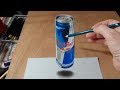 Drawing 3D Levitating Red Bull Can 