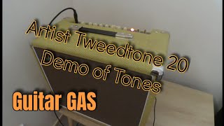 Video thumbnail for Artist TweedTone 20R Demo of Tones with quick introduction Fender Players Strat and Artist LP59 by Clint Turner Guitar Stuff