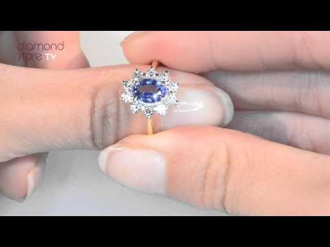 FET25 U - 18K Gold 0.50CT Diamond and 0.80CT Sapphire Ring